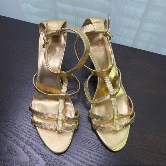 Coach, metallic gold strap he sandals, size 8 B. #002 - Picture 12 of 13